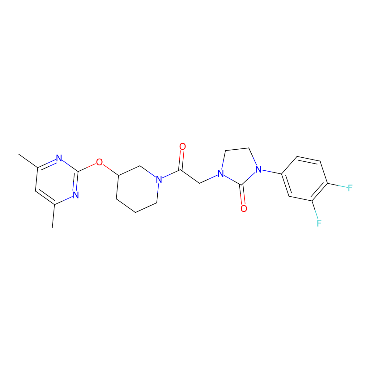 1-(3,4-Difluorophenyl)-3-(2-{3-[(4,6-dimethylpyrimidin-2-yl)oxy]piperidin-1-yl}-2-oxoethyl)imidazolidin-2-one molecular structure, CAS 2097889-10-4