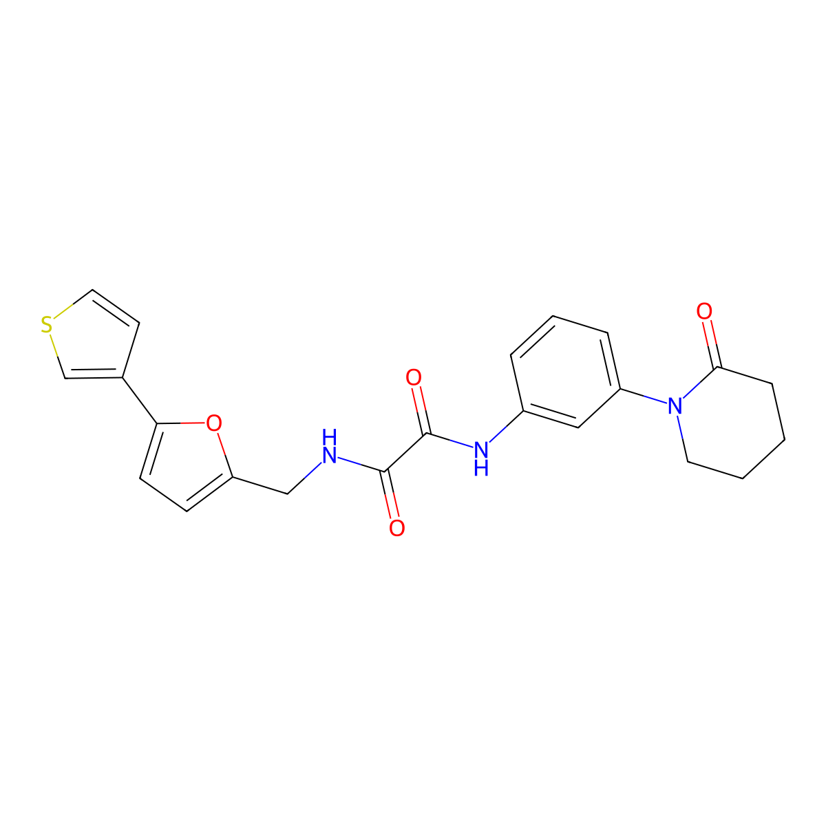N'-[3-(2-oxopiperidin-1-yl)phenyl]-N-{[5-(thiophen-3-yl)furan-2-yl]methyl}ethanediamide molecular structure, CAS 2097889-19-3