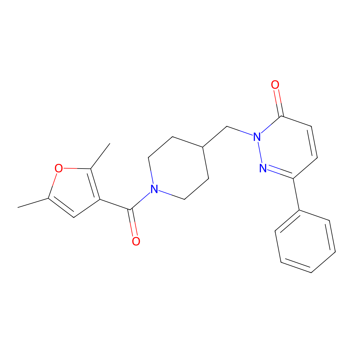 2-{[1-(2,5-Dimethylfuran-3-carbonyl)piperidin-4-yl]methyl}-6-phenyl-2,3-dihydropyridazin-3-one molecular structure, CAS 2097889-22-8