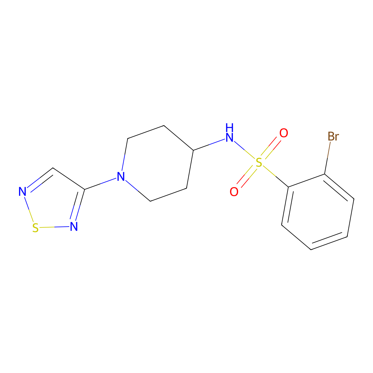 2-bromo-N-[1-(1,2,5-thiadiazol-3-yl)piperidin-4-yl]benzene-1-sulfonamide molecular structure, CAS 2097889-25-1