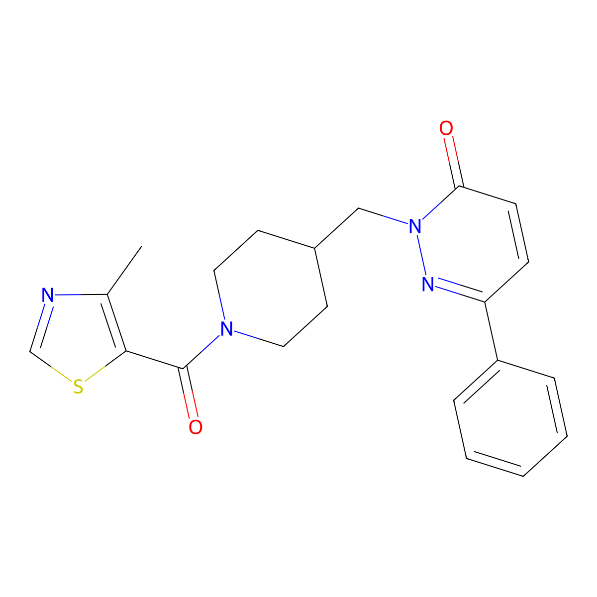 2-{[1-(4-Methyl-1,3-thiazole-5-carbonyl)piperidin-4-yl]methyl}-6-phenyl-2,3-dihydropyridazin-3-one molecular structure, CAS 2097889-33-1