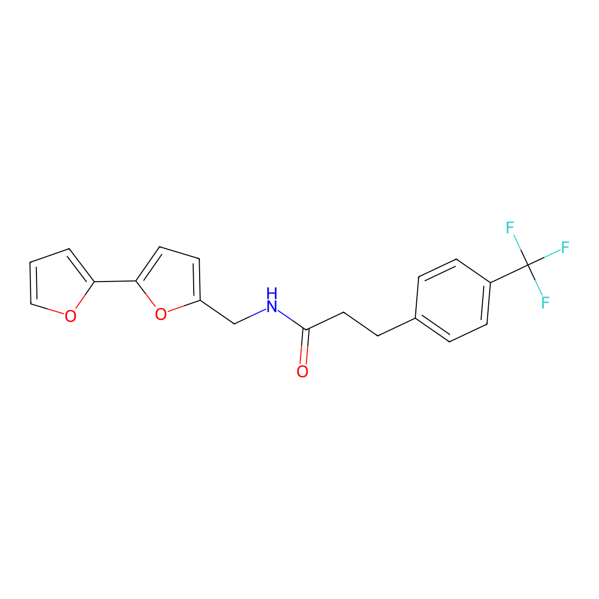 N-({[2,2'-bifuran]-5-yl}methyl)-3-[4-(trifluoromethyl)phenyl]propanamide molecular structure, CAS 2097889-37-5