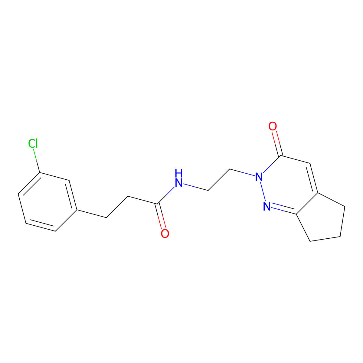 3-(3-chlorophenyl)-N-(2-(3-oxo-3,5,6,7-tetrahydro-2H-cyclopenta[c]pyridazin-2-yl)ethyl)propanamide molecular structure, CAS 2097889-40-0