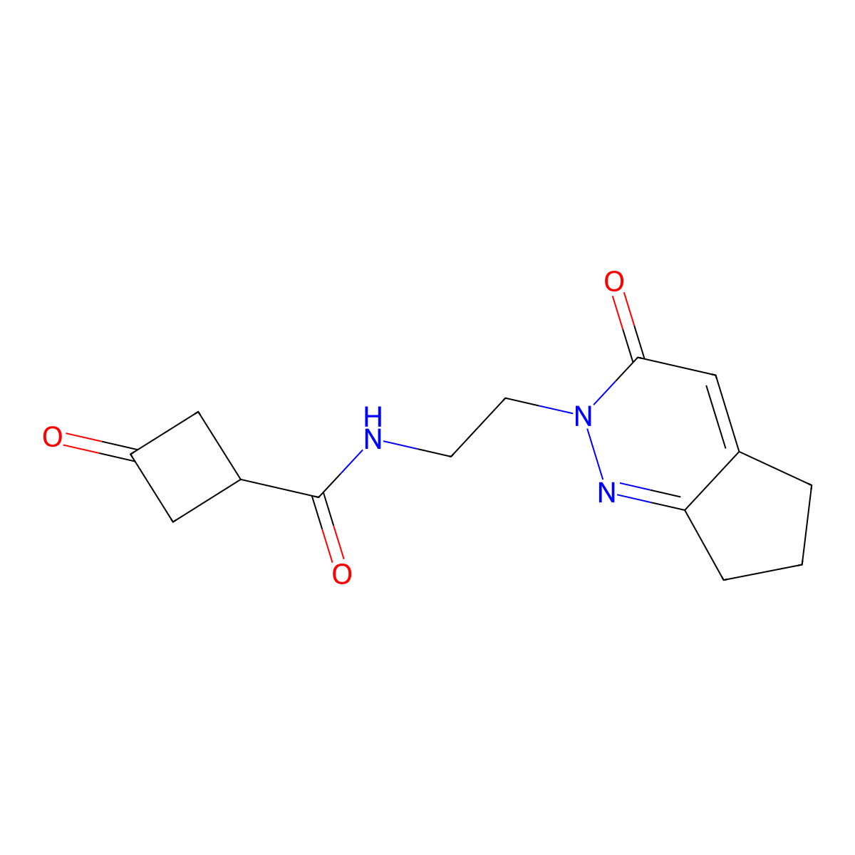 3-oxo-N-(2-(3-oxo-3,5,6,7-tetrahydro-2H-cyclopenta[c]pyridazin-2-yl)ethyl)cyclobutanecarboxamide molecular structure, CAS 2097889-43-3