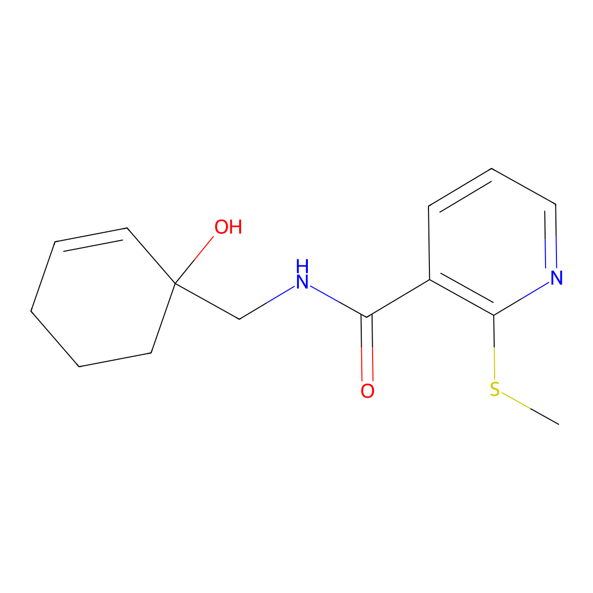 N-[(1-hydroxycyclohex-2-en-1-yl)methyl]-2-(methylsulfanyl)pyridine-3-carboxamide molecular structure, CAS 2097889-53-5