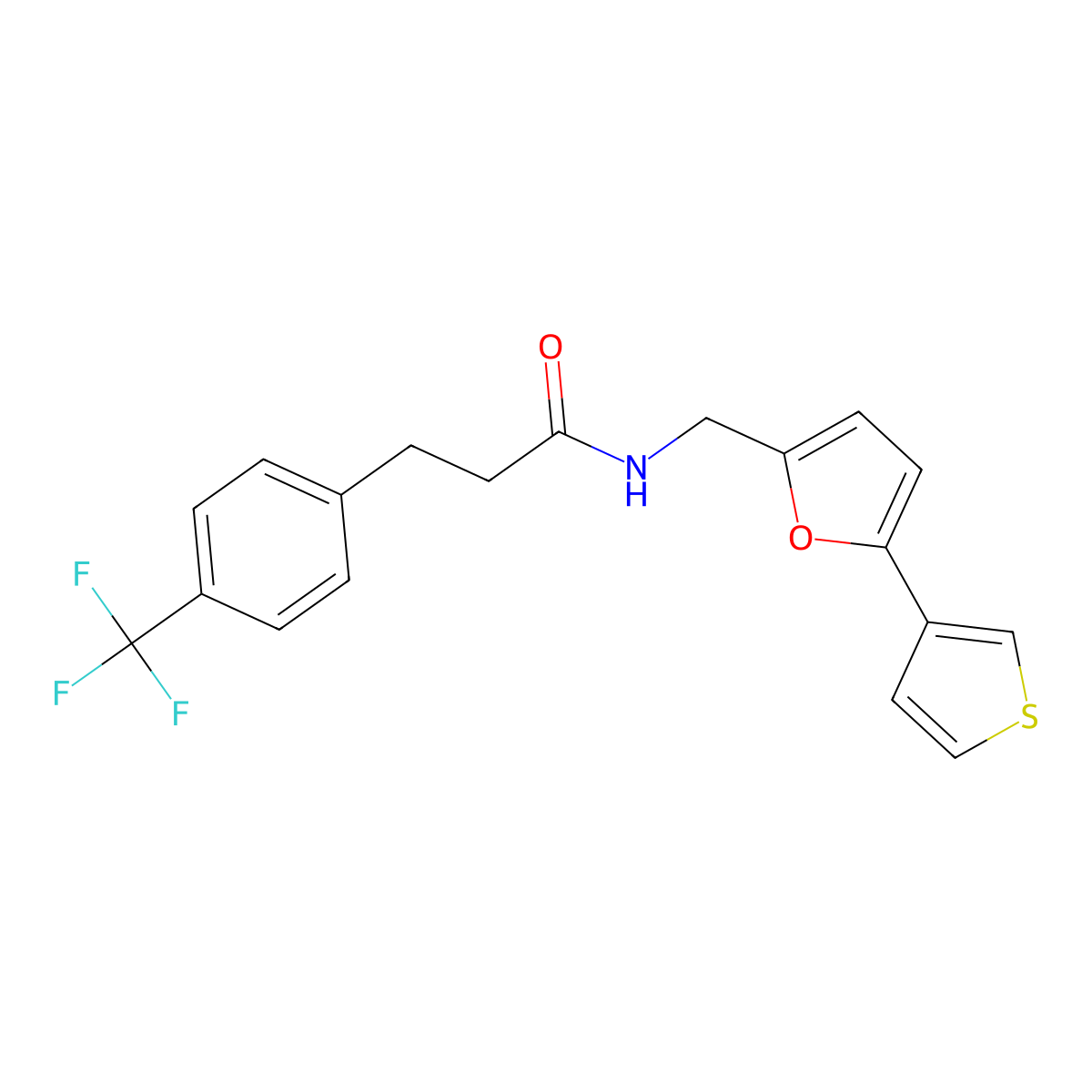 N-{[5-(thiophen-3-yl)furan-2-yl]methyl}-3-[4-(trifluoromethyl)phenyl]propanamide molecular structure, CAS 2097889-56-8