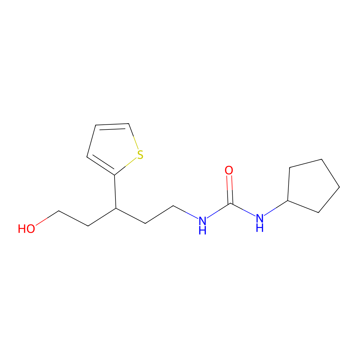 1-Cyclopentyl-3-[5-hydroxy-3-(thiophen-2-yl)pentyl]urea molecular structure, CAS 2097889-61-5