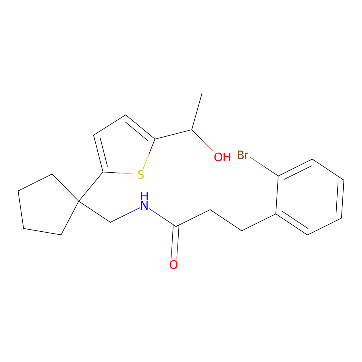 3-(2-bromophenyl)-N-({1-[5-(1-hydroxyethyl)thiophen-2-yl]cyclopentyl}methyl)propanamide molecular structure, CAS 2097889-70-6