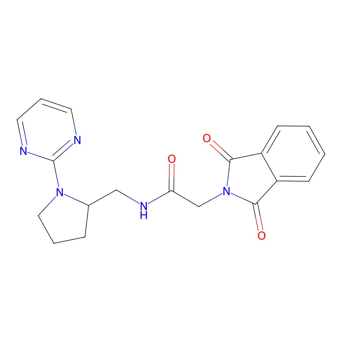 2-(1,3-dioxo-2,3-dihydro-1H-isoindol-2-yl)-N-{[1-(pyrimidin-2-yl)pyrrolidin-2-yl]methyl}acetamide molecular structure, CAS 2097889-73-9