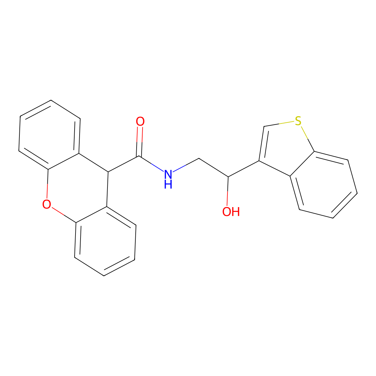 N-(2-(benzo[b]thiophen-3-yl)-2-hydroxyethyl)-9H-xanthene-9-carboxamide molecular structure, CAS 2097889-75-1