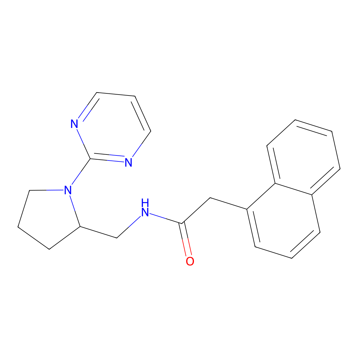 2-(naphthalen-1-yl)-N-{[1-(pyrimidin-2-yl)pyrrolidin-2-yl]methyl}acetamide molecular structure, CAS 2097889-76-2