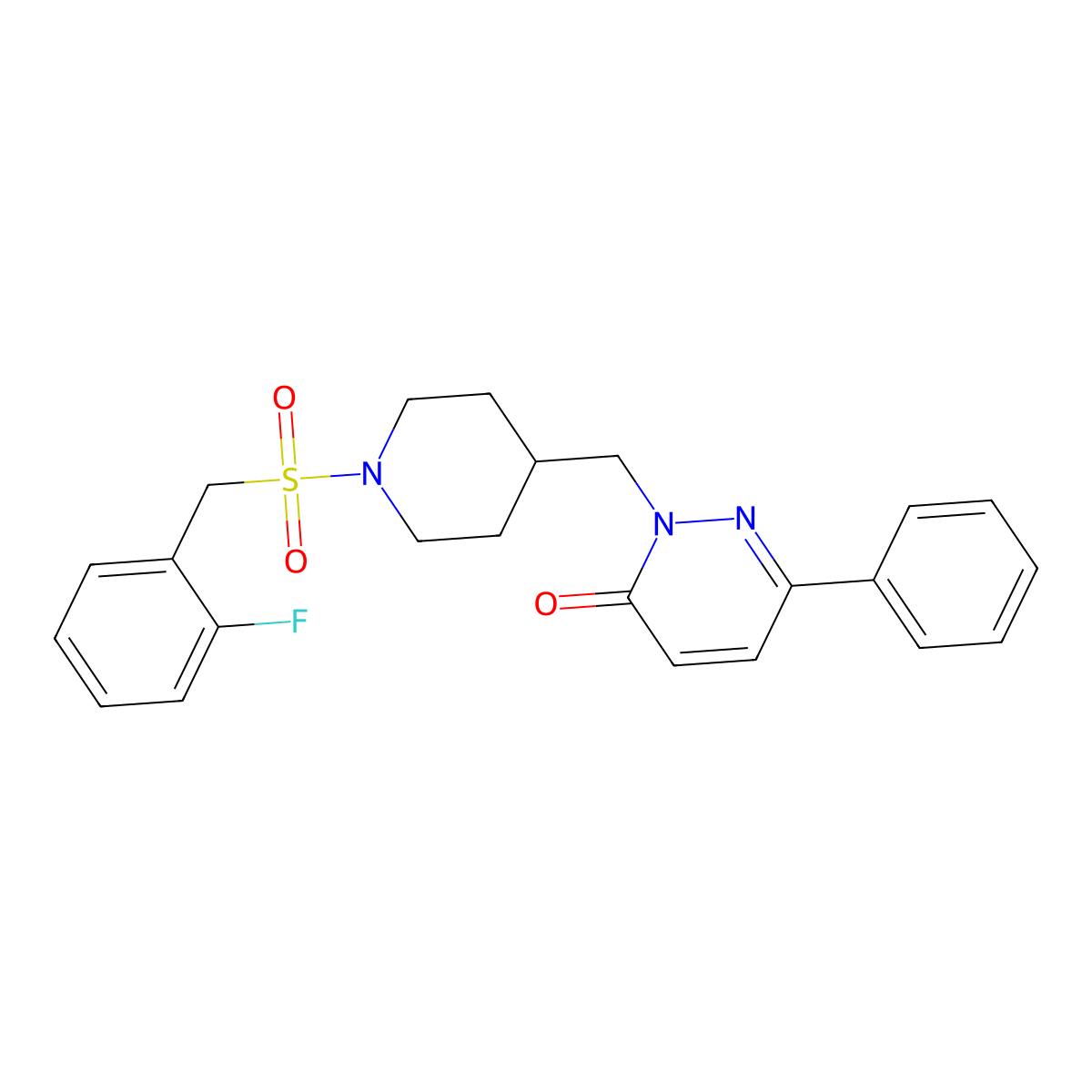 2-({1-[(2-Fluorophenyl)methanesulfonyl]piperidin-4-yl}methyl)-6-phenyl-2,3-dihydropyridazin-3-one molecular structure, CAS 2097889-88-6