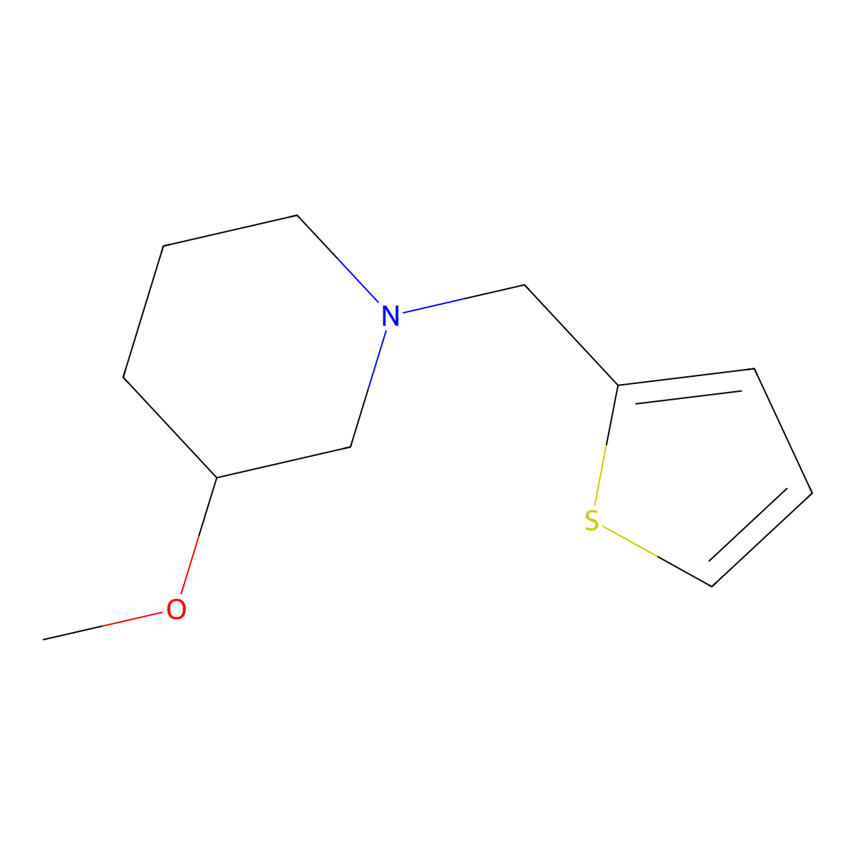 3-Methoxy-1-[(thiophen-2-yl)methyl]piperidine molecular structure, CAS 2097889-89-7