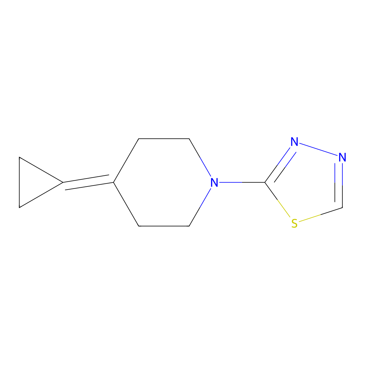 2-(4-Cyclopropylidenepiperidin-1-yl)-1,3,4-thiadiazole molecular structure, CAS 2097889-91-1