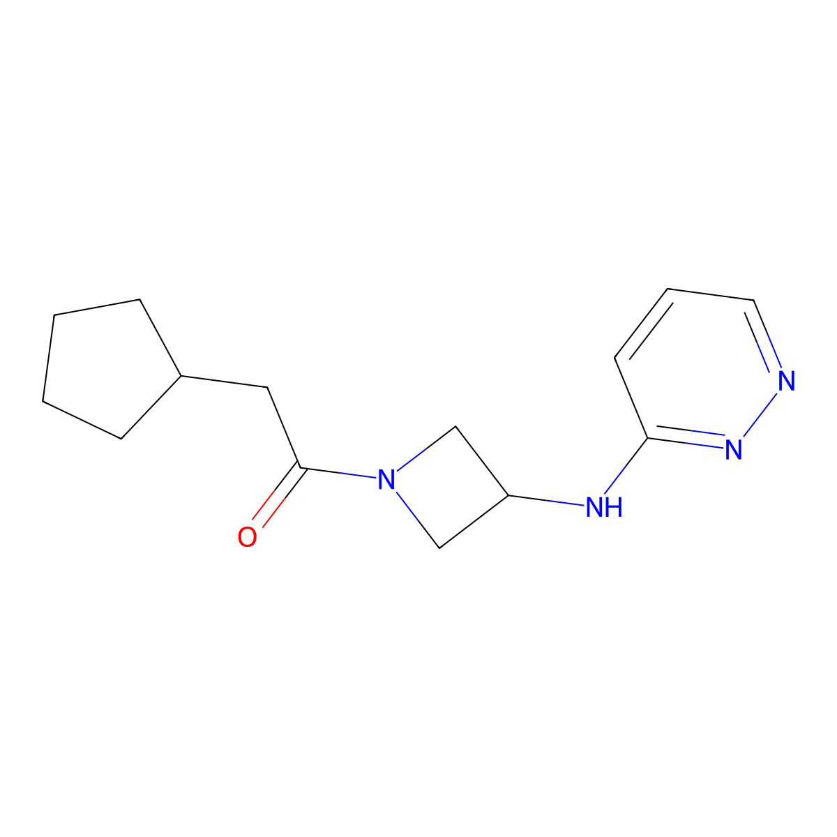 2-Cyclopentyl-1-{3-[(pyridazin-3-yl)amino]azetidin-1-yl}ethan-1-one molecular structure, CAS 2097890-03-2