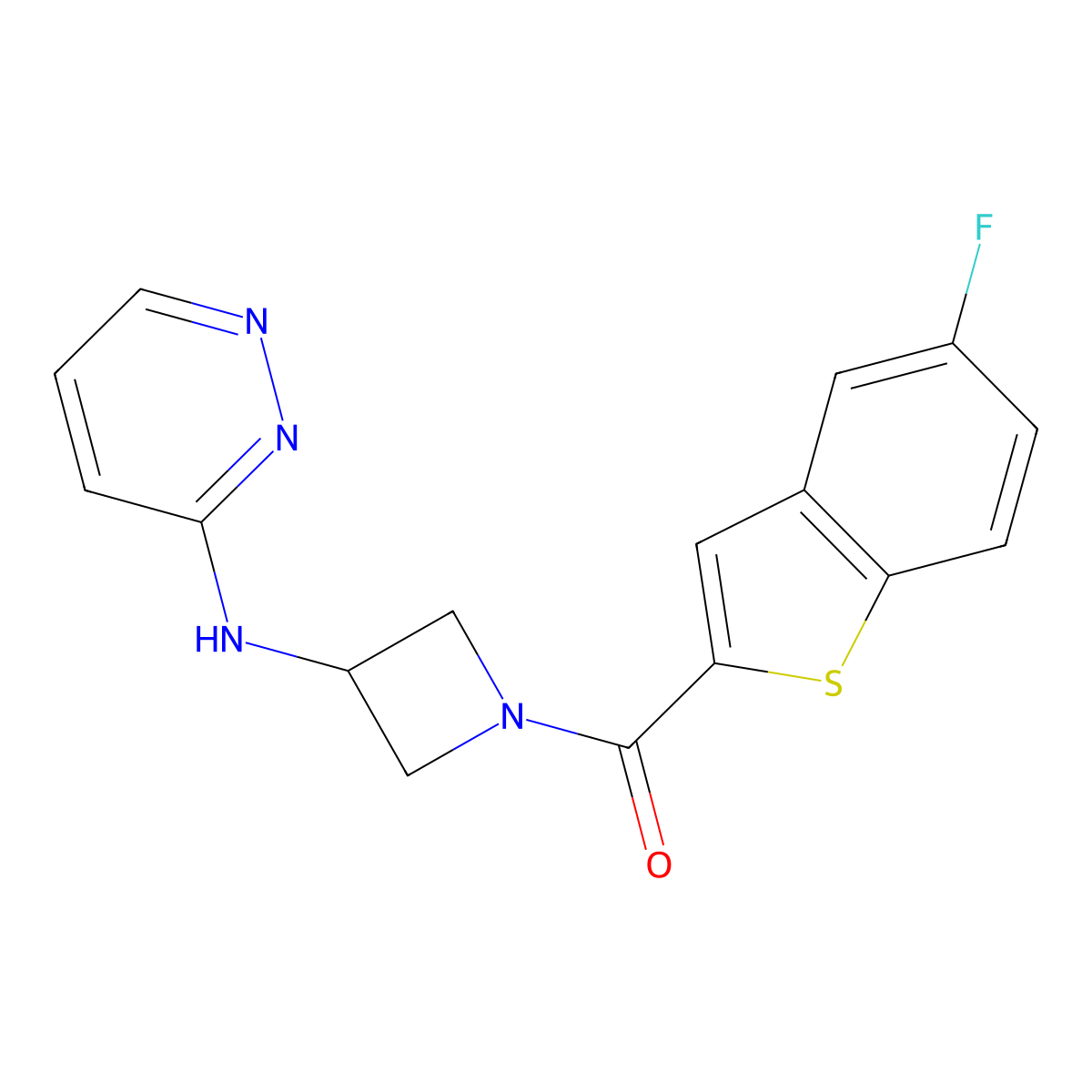 N-[1-(5-fluoro-1-benzothiophene-2-carbonyl)azetidin-3-yl]pyridazin-3-amine molecular structure, CAS 2097890-07-6