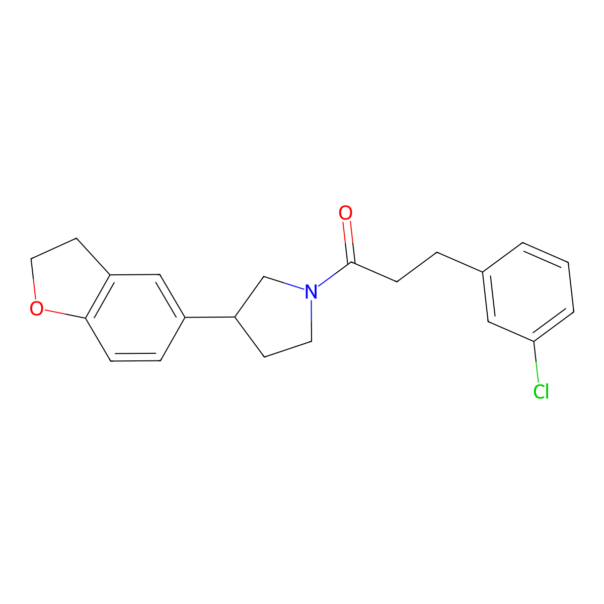 3-(3-Chlorophenyl)-1-[3-(2,3-dihydro-1-benzofuran-5-yl)pyrrolidin-1-yl]propan-1-one molecular structure, CAS 2097890-19-0