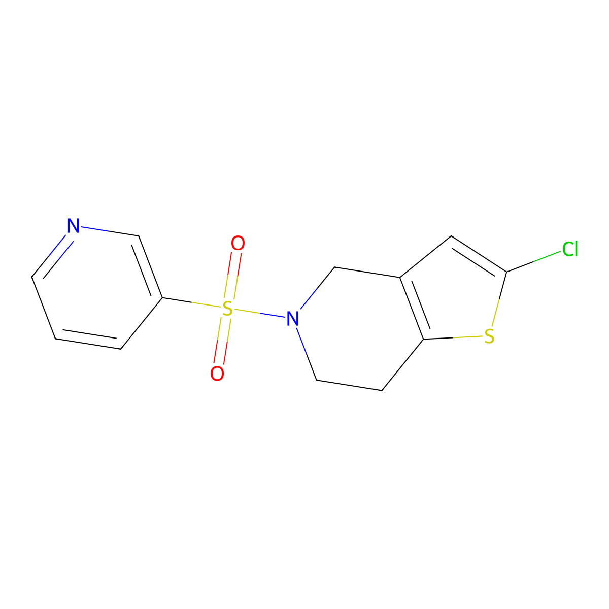 3-({2-chloro-4H,5H,6H,7H-thieno[3,2-c]pyridin-5-yl}sulfonyl)pyridine molecular structure, CAS 2097890-20-3