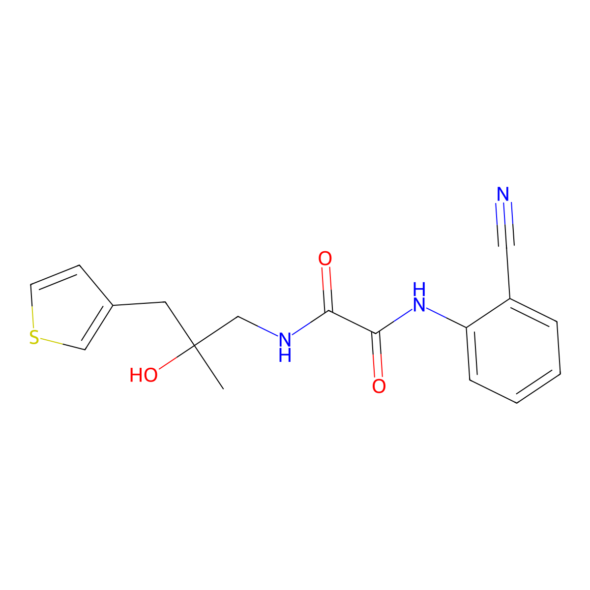 N'-(2-cyanophenyl)-N-{2-hydroxy-2-[(thiophen-3-yl)methyl]propyl}ethanediamide molecular structure, CAS 2097890-25-8