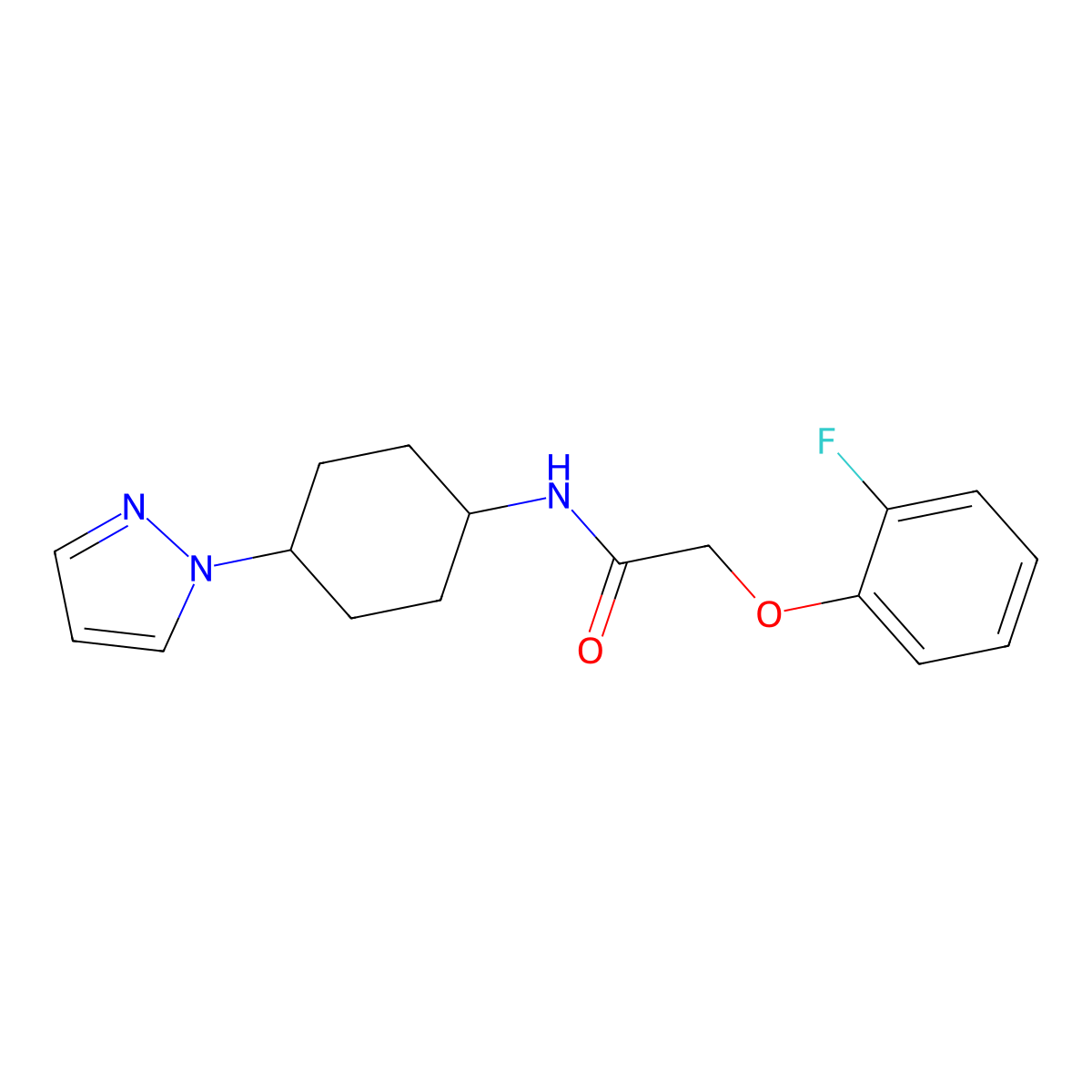 2-(2-fluorophenoxy)-N-[4-(1H-pyrazol-1-yl)cyclohexyl]acetamide molecular structure, CAS 2097890-27-0