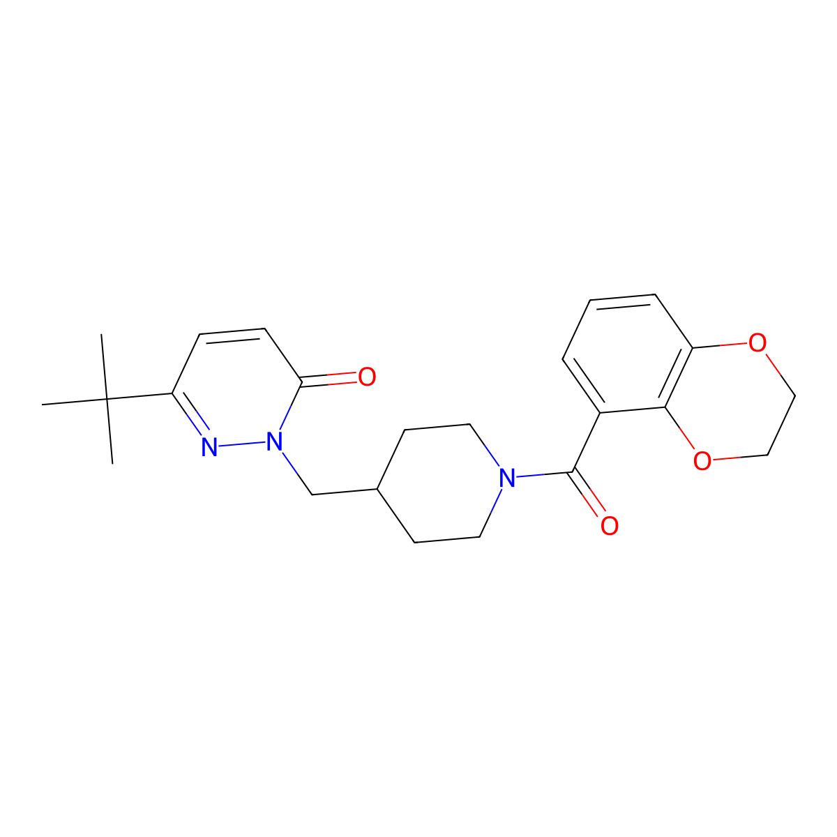 6-Tert-butyl-2-{[1-(2,3-dihydro-1,4-benzodioxine-5-carbonyl)piperidin-4-yl]methyl}-2,3-dihydropyridazin-3-one molecular structure, CAS 2097890-32-7