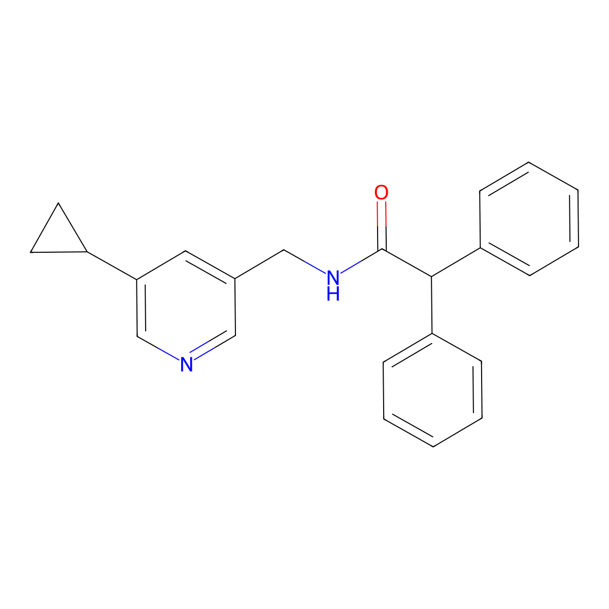 N-[(5-cyclopropylpyridin-3-yl)methyl]-2,2-diphenylacetamide molecular structure, CAS 2097890-34-9