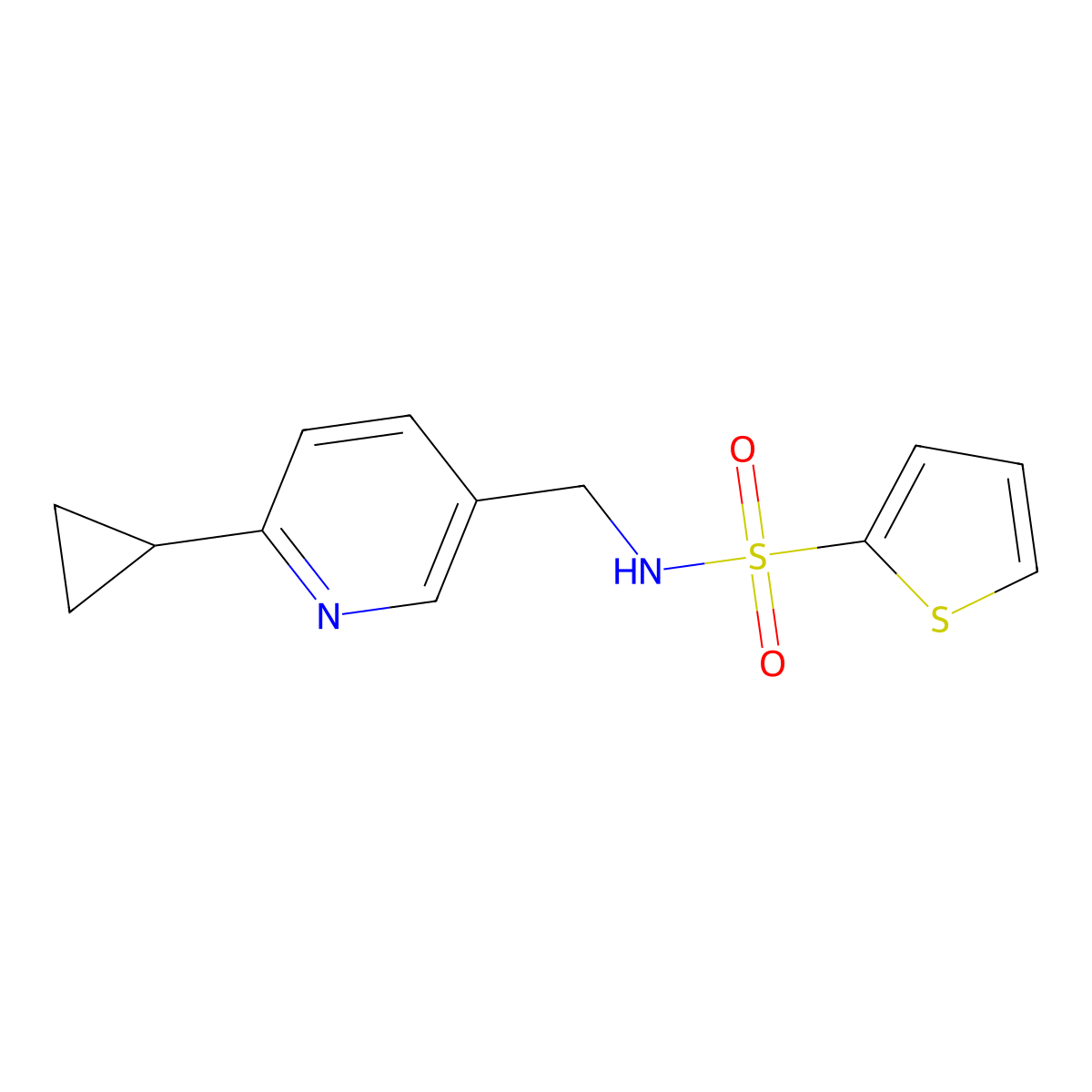 N-[(6-cyclopropylpyridin-3-yl)methyl]thiophene-2-sulfonamide molecular structure, CAS 2097890-37-2