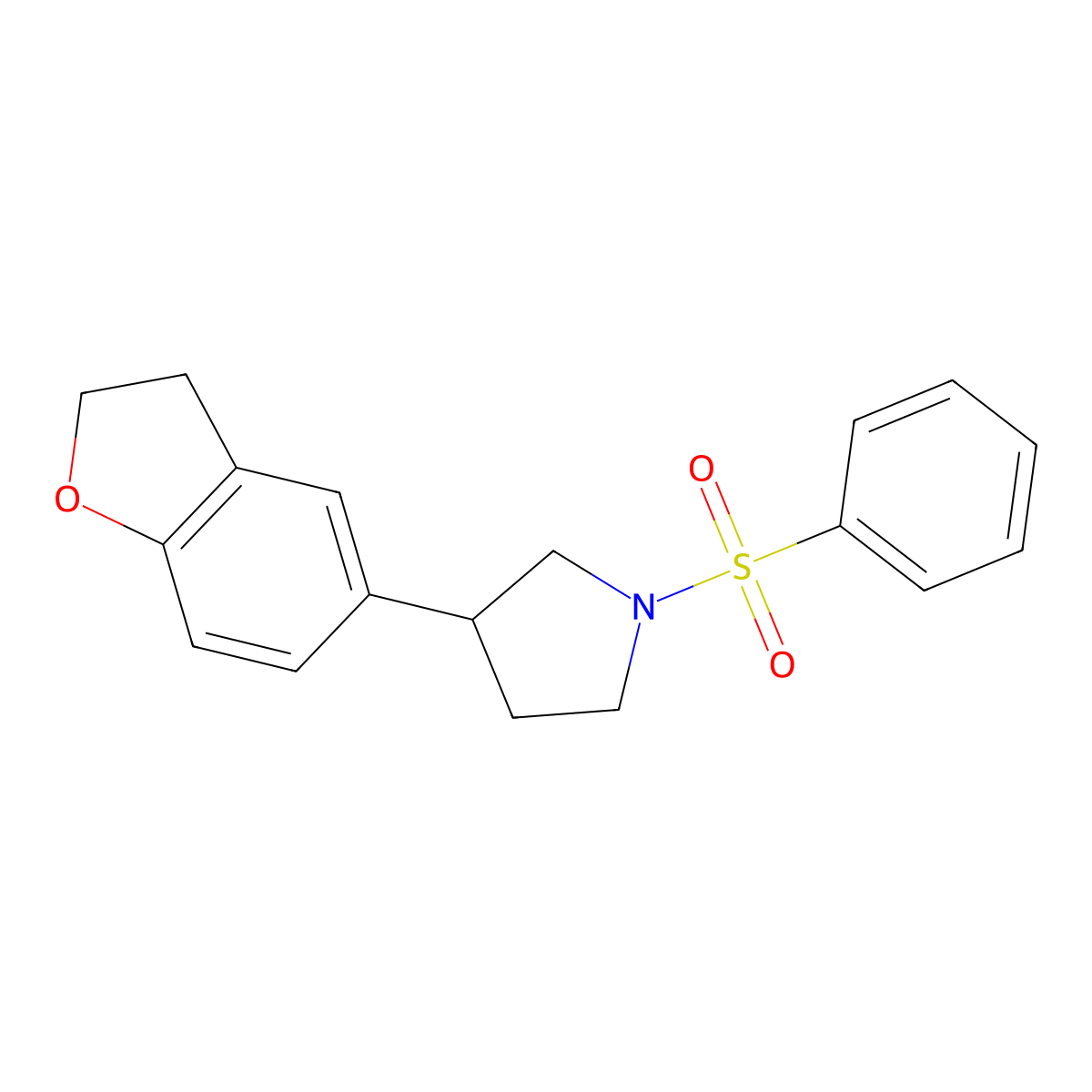 1-(Benzenesulfonyl)-3-(2,3-dihydro-1-benzofuran-5-yl)pyrrolidine molecular structure, CAS 2097890-41-8