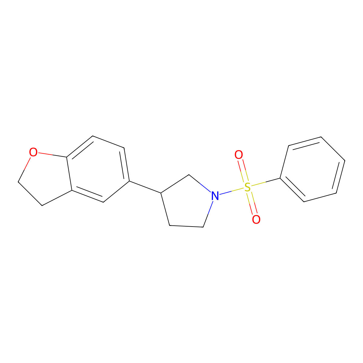 1-(Benzenesulfonyl)-3-(2,3-dihydro-1-benzofuran-5-yl)pyrrolidine molecular structure, CAS 2097890-41-8