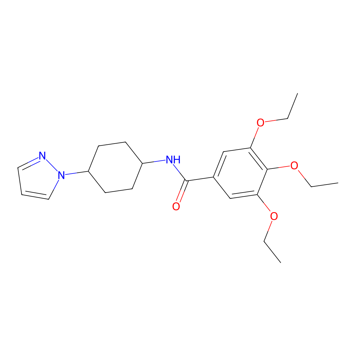 3,4,5-triethoxy-N-[4-(1H-pyrazol-1-yl)cyclohexyl]benzamide molecular structure, CAS 2097890-47-4
