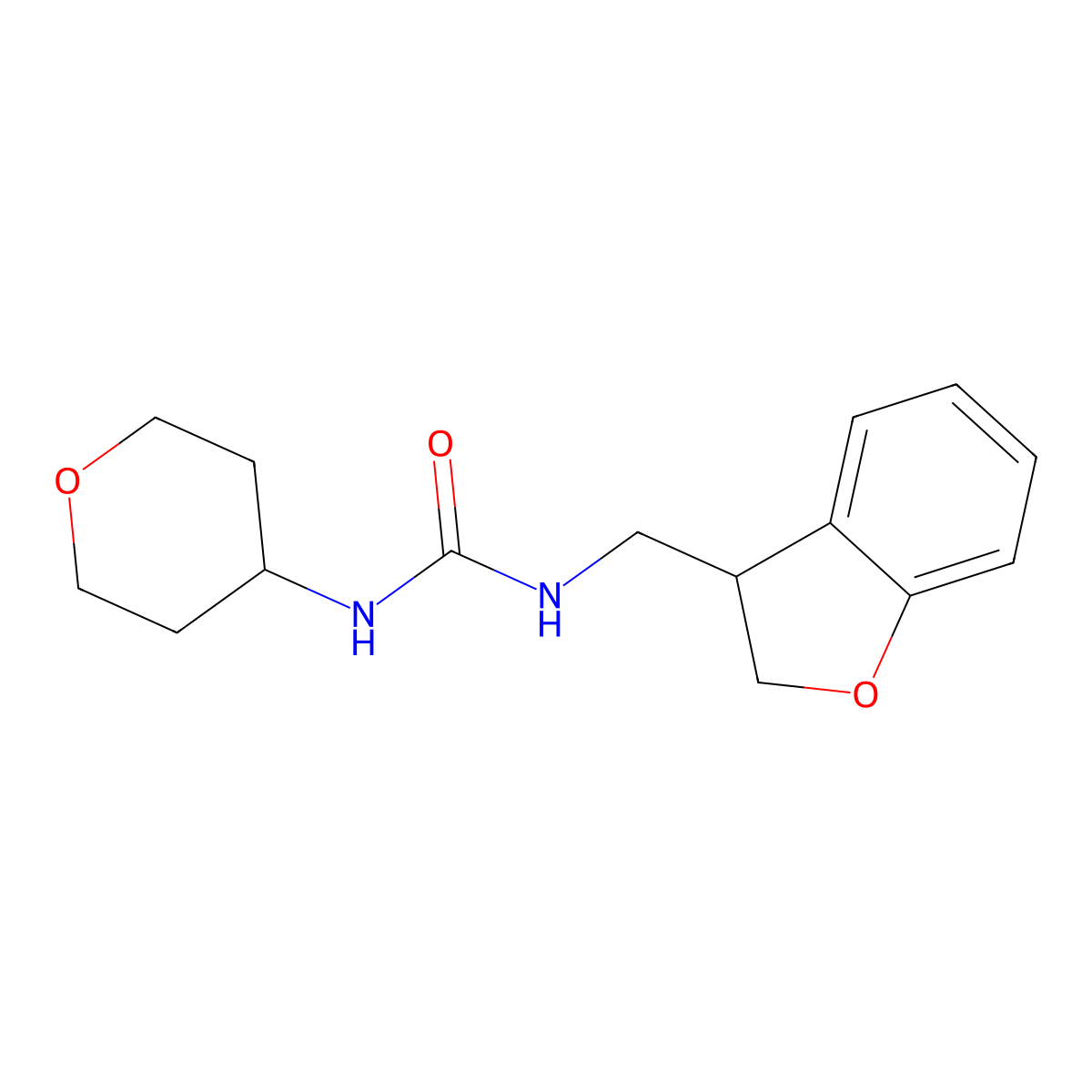 3-[(2,3-Dihydro-1-benzofuran-3-yl)methyl]-1-(oxan-4-yl)urea molecular structure, CAS 2097890-48-5