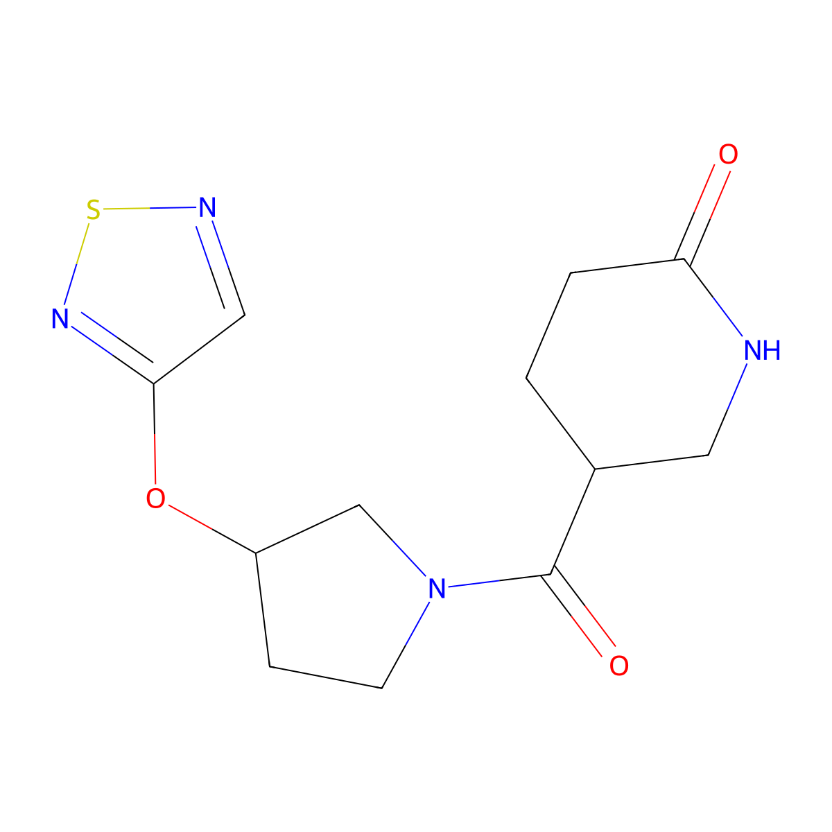 5-[3-(1,2,5-Thiadiazol-3-yloxy)pyrrolidine-1-carbonyl]piperidin-2-one molecular structure, CAS 2097890-49-6