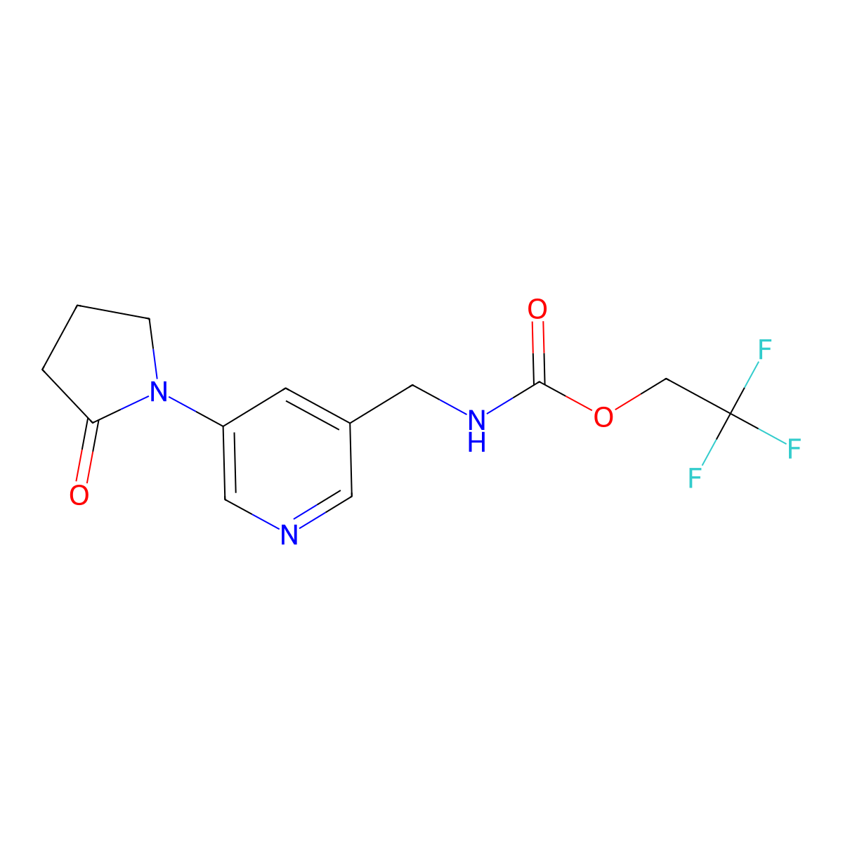 2,2,2-trifluoroethyl N-{[5-(2-oxopyrrolidin-1-yl)pyridin-3-yl]methyl}carbamate molecular structure, CAS 2097890-52-1