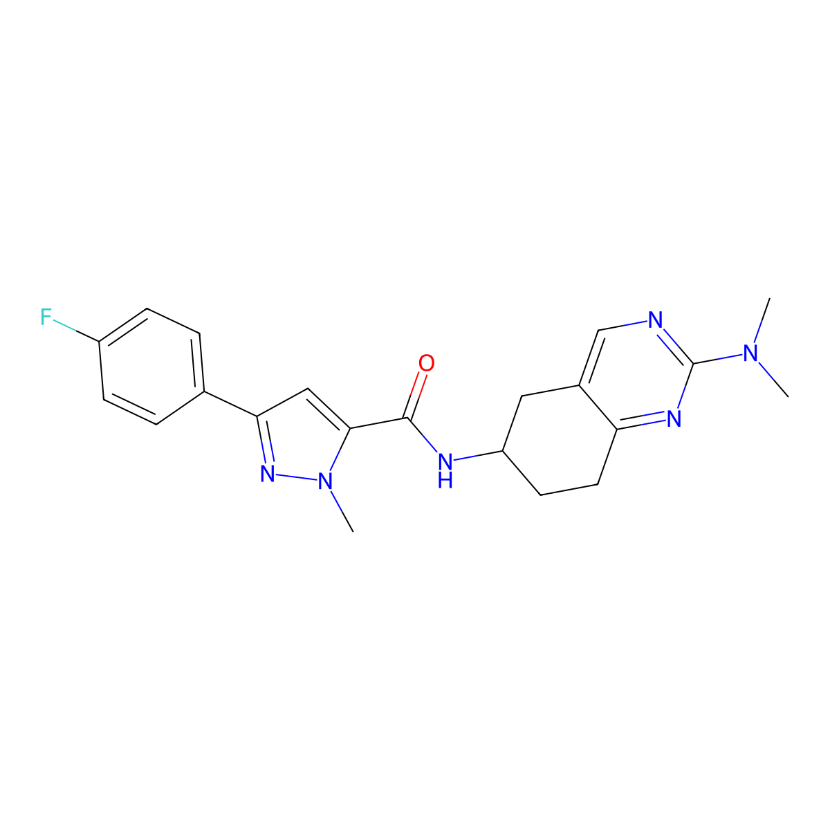 N-[2-(dimethylamino)-5,6,7,8-tetrahydroquinazolin-6-yl]-3-(4-fluorophenyl)-1-methyl-1H-pyrazole-5-carboxamide molecular structure, CAS 2097890-54-3