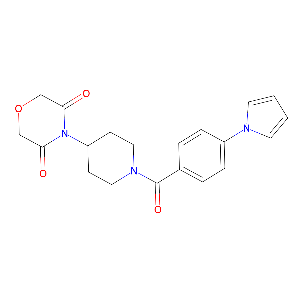 4-(1-(4-(1H-pyrrol-1-yl)benzoyl)piperidin-4-yl)morpholine-3,5-dione molecular structure, CAS 2097890-62-3