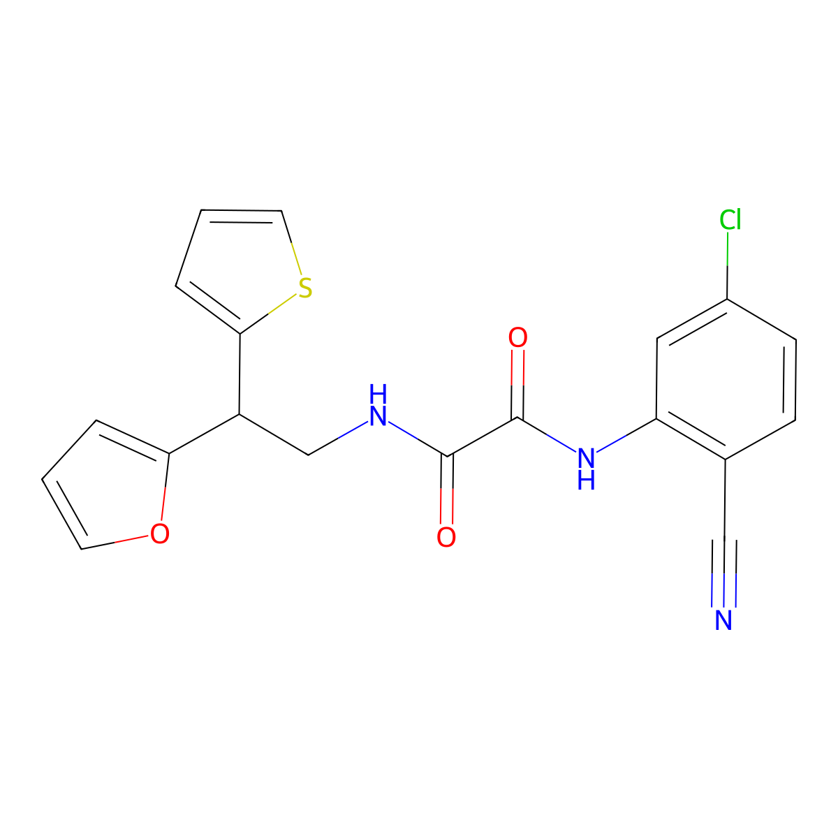 N'-(5-chloro-2-cyanophenyl)-N-[2-(furan-2-yl)-2-(thiophen-2-yl)ethyl]ethanediamide molecular structure, CAS 2097890-63-4
