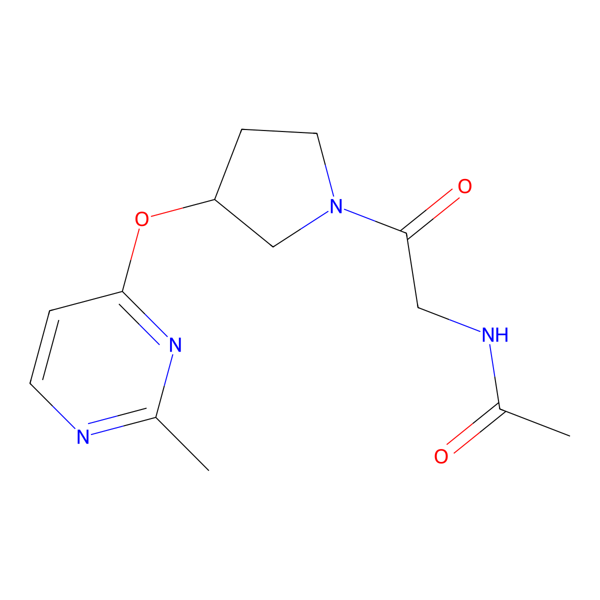 N-(2-{3-[(2-methylpyrimidin-4-yl)oxy]pyrrolidin-1-yl}-2-oxoethyl)acetamide molecular structure, CAS 2097890-67-8