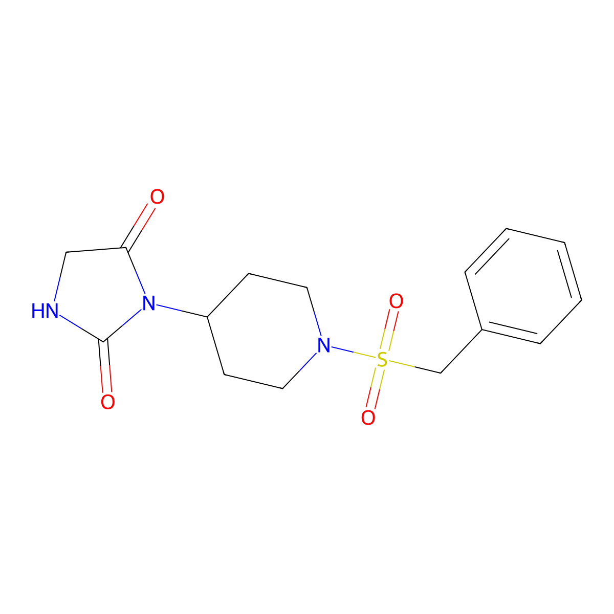 3-(1-(Benzylsulfonyl)piperidin-4-yl)imidazolidine-2,4-dione molecular structure, CAS 2097890-68-9