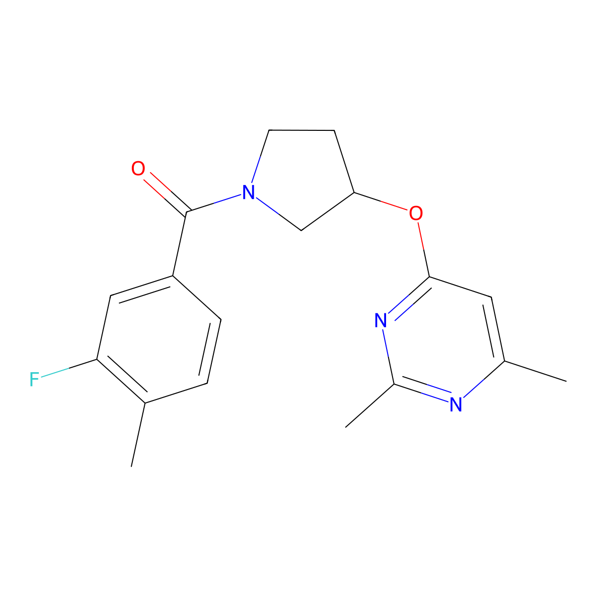 4-{[1-(3-Fluoro-4-methylbenzoyl)pyrrolidin-3-yl]oxy}-2,6-dimethylpyrimidine molecular structure, CAS 2097890-75-8