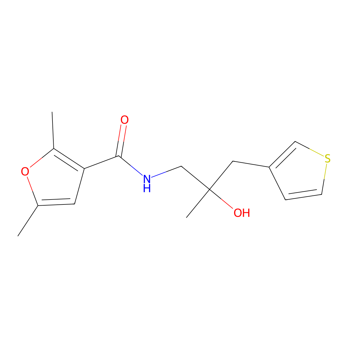 N-[2-hydroxy-2-methyl-3-(thiophen-3-yl)propyl]-2,5-dimethylfuran-3-carboxamide molecular structure, CAS 2097890-88-3