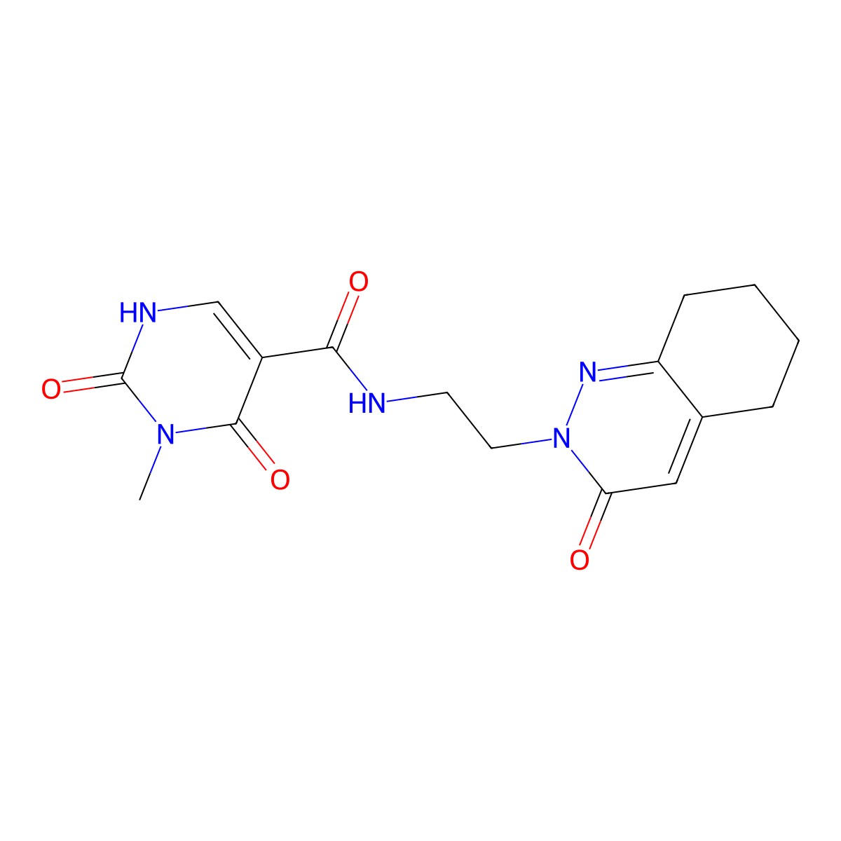 3-methyl-2,4-dioxo-N-(2-(3-oxo-5,6,7,8-tetrahydrocinnolin-2(3H)-yl)ethyl)-1,2,3,4-tetrahydropyrimidine-5-carboxamide molecular structure, CAS 2097890-89-4