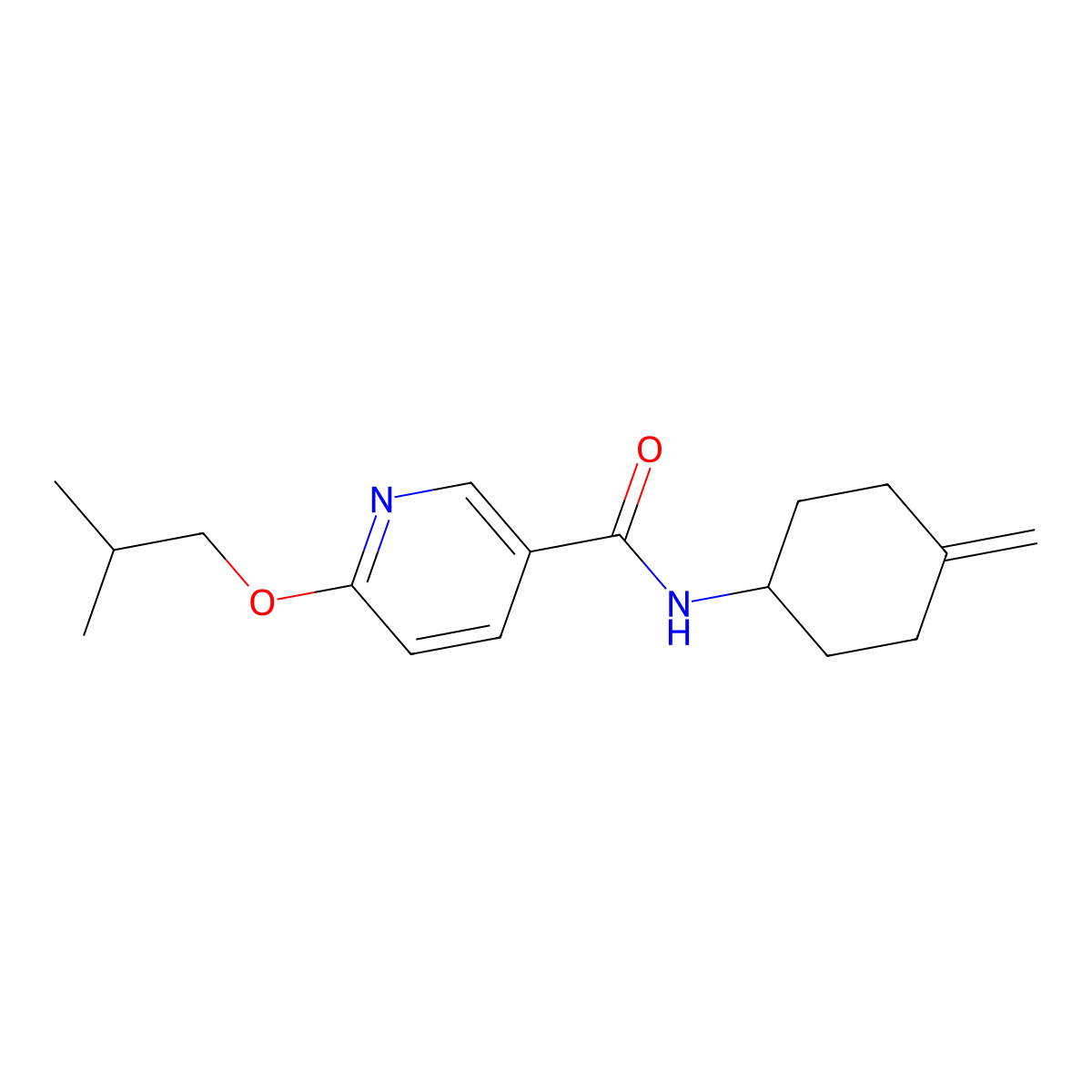 N-(4-methylidenecyclohexyl)-6-(2-methylpropoxy)pyridine-3-carboxamide molecular structure, CAS 2097890-94-1