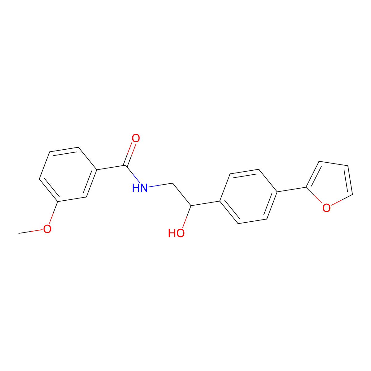 N-{2-[4-(furan-2-yl)phenyl]-2-hydroxyethyl}-3-methoxybenzamide molecular structure, CAS 2097890-95-2