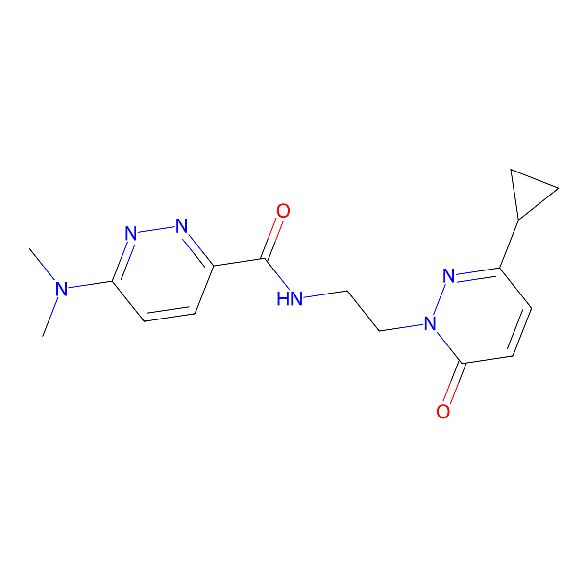 N-(2-(3-cyclopropyl-6-oxopyridazin-1(6H)-yl)ethyl)-6-(dimethylamino)pyridazine-3-carboxamide molecular structure, CAS 2097890-96-3