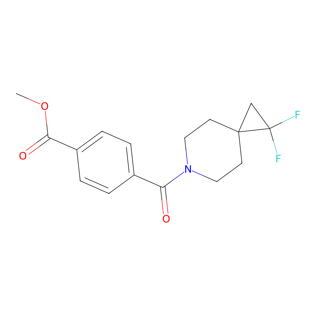 Methyl 4-{1,1-difluoro-6-azaspiro[2.5]octane-6-carbonyl}benzoate molecular structure, CAS 2097890-99-6