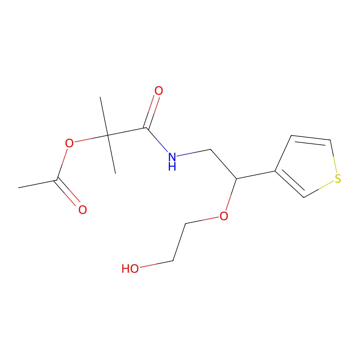 1-{[2-(2-Hydroxyethoxy)-2-(thiophen-3-yl)ethyl]carbamoyl}-1-methylethyl acetate molecular structure, CAS 2097891-00-2