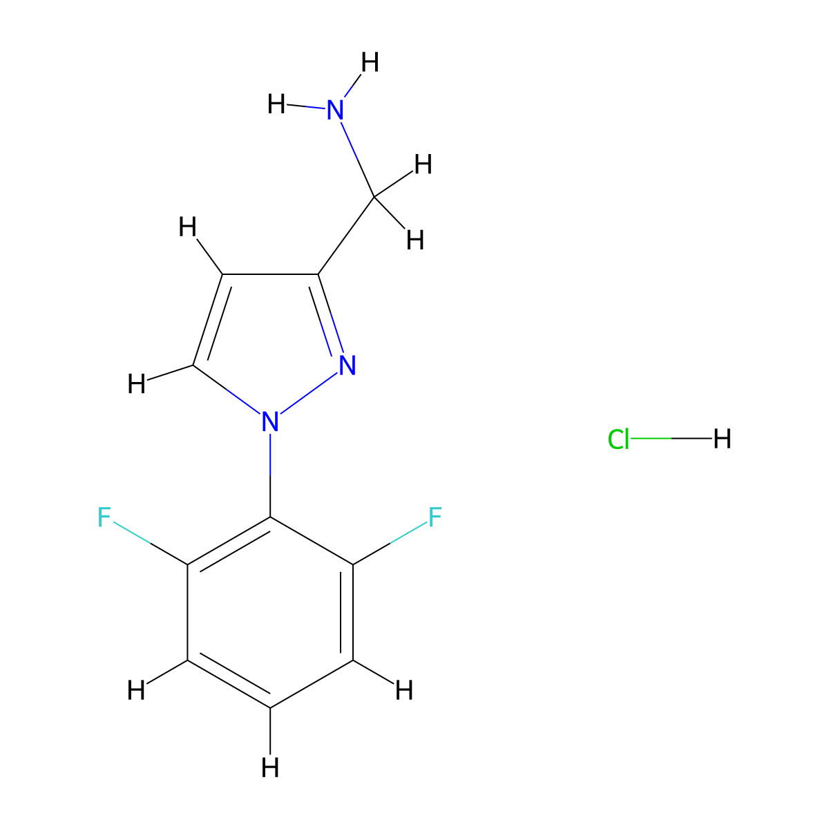 [1-(2,6-difluorophenyl)-1H-pyrazol-3-yl]methanamine hydrochloride molecular structure, CAS 2097891-03-5