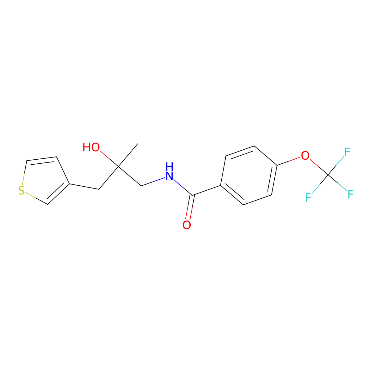 N-{2-hydroxy-2-[(thiophen-3-yl)methyl]propyl}-4-(trifluoromethoxy)benzamide molecular structure, CAS 2097891-04-6