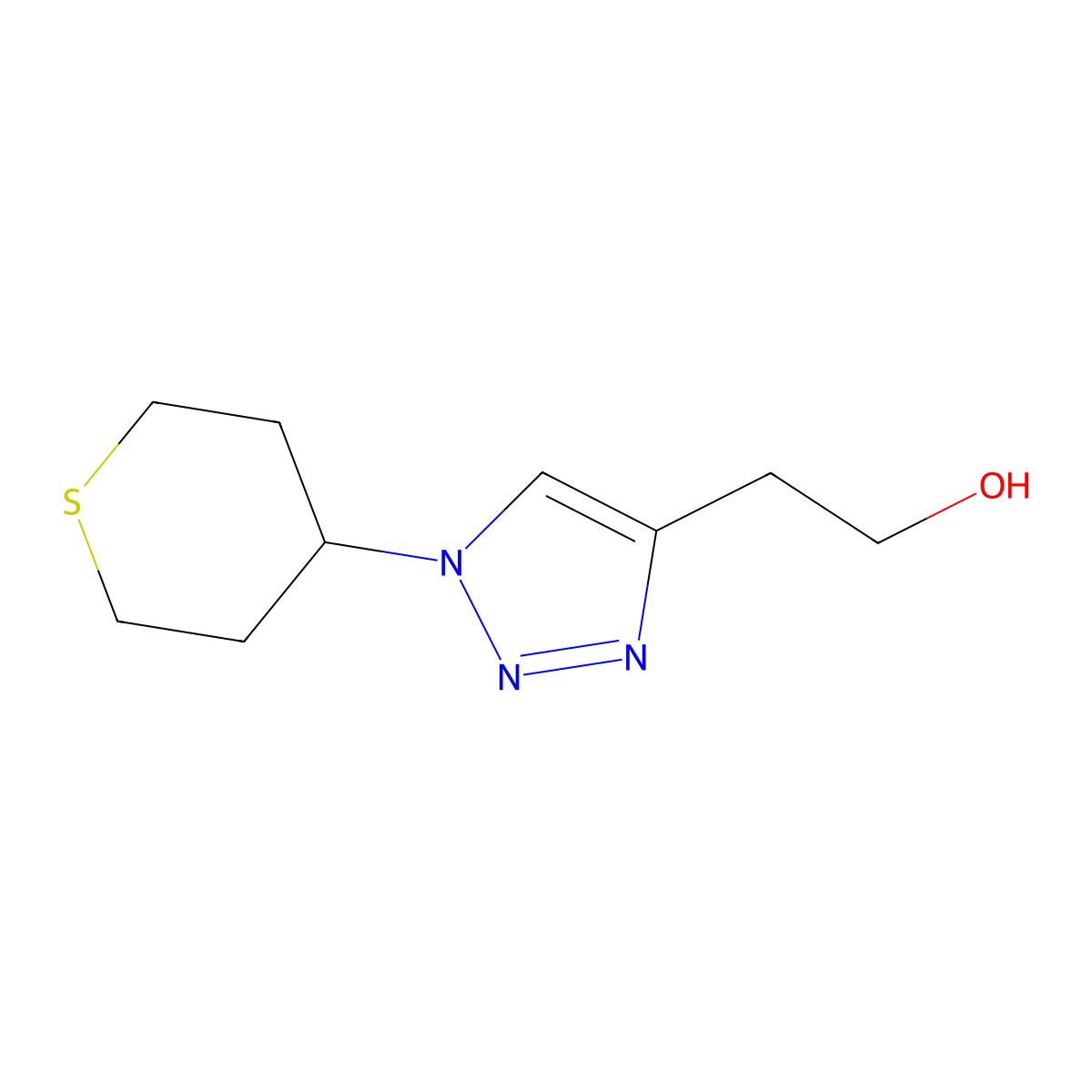 2-[1-(thian-4-yl)-1H-1,2,3-triazol-4-yl]ethan-1-ol molecular structure, CAS 2097891-06-8