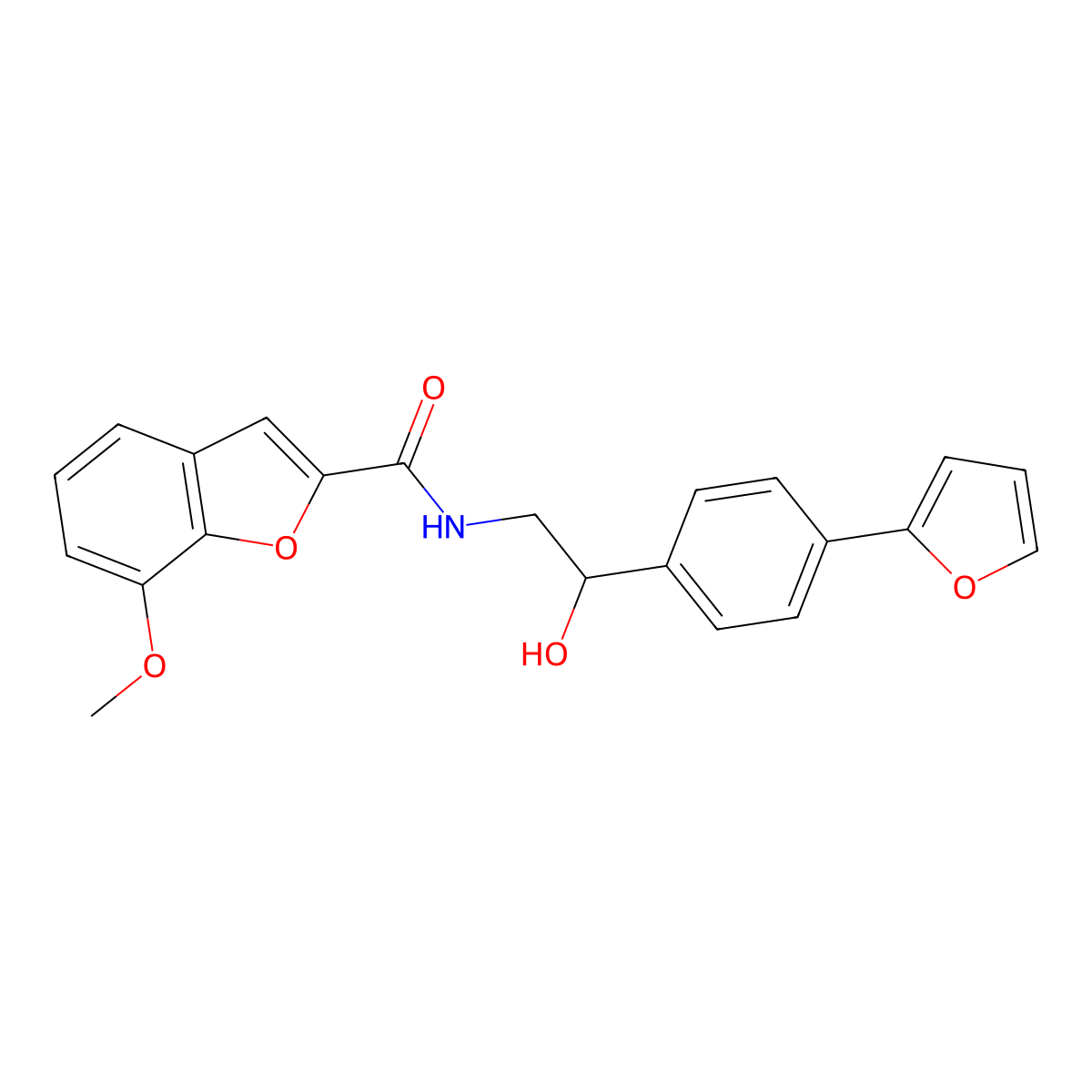 N-{2-[4-(furan-2-yl)phenyl]-2-hydroxyethyl}-7-methoxy-1-benzofuran-2-carboxamide molecular structure, CAS 2097891-09-1